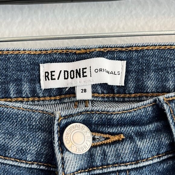 Re/Done Originals High Rise‎ Ankle Crop Jeans Midnight Blue Size 28 - Picture 3 of 11